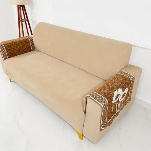 Image of Homerz Premium Chenille Fabric Sofa Cover | Soft, Durable & Dustproof | Decorative Couch Cover (Florida Chocolate, 2 pc Armrest, Armrest)