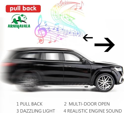 Image of ARNIYAVALA 1 /24 Mercedes Benz GLS63 AMG Model Car,Zinc Alloy Diecast Toy Car Pull Back with Light and Sound Toy Vehicle Door Can Be Opened (Black)
