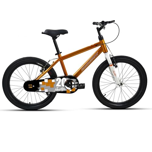 Image of ROADGIANT Showstopper, 20 T, Kids Bicycle, Single Speed, Steel Frame Cycle, Ideal for 6+ Year, Unisex, 20-inch, Dual Colour, Black (Orange)