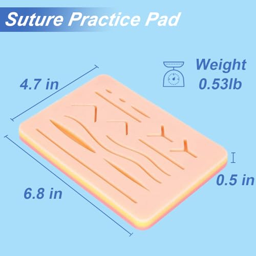 Image of Suture Practice Pad with 14 Pre-Cut Incisions Durable Three-Layer Suture Pad for Students Training Sutures Practice Kit