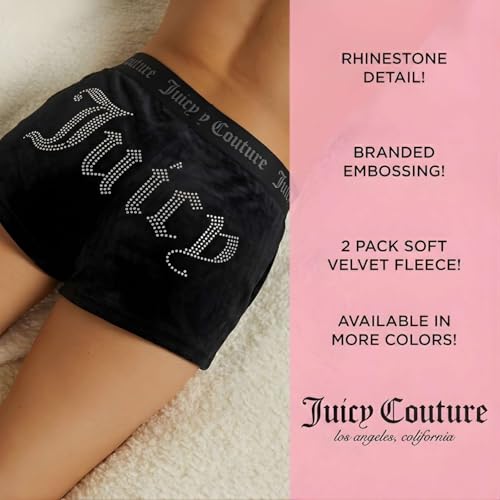 Image of Juicy Couture Women's Velvet Fleece Pajama Shorts, Designer Sleep and Lounge Shorts for Women