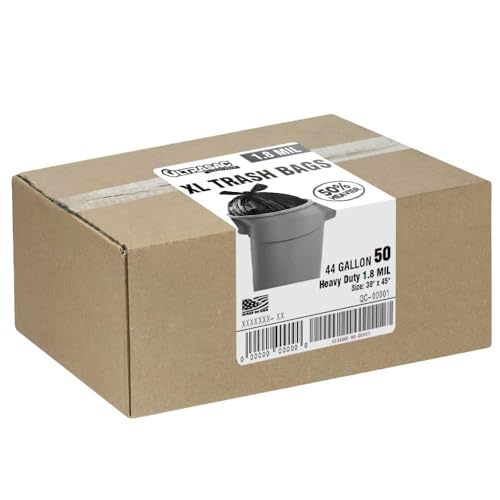 Image of Ultrasac Heavy Duty 45 Gallon Trash Bags Huge 50 Count /w Ties) - 1.8 MIL - 38 inch x 45 inch - Large Black Plastic Garbage Bags for Contractor, Industrial, Home, Kitchen, Commercial, Yard, Lawn, Leaf