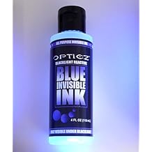 Opticz All Purpose Invisible Blue UV Blacklight Reactive Security Ink 4 Ounce Bottle