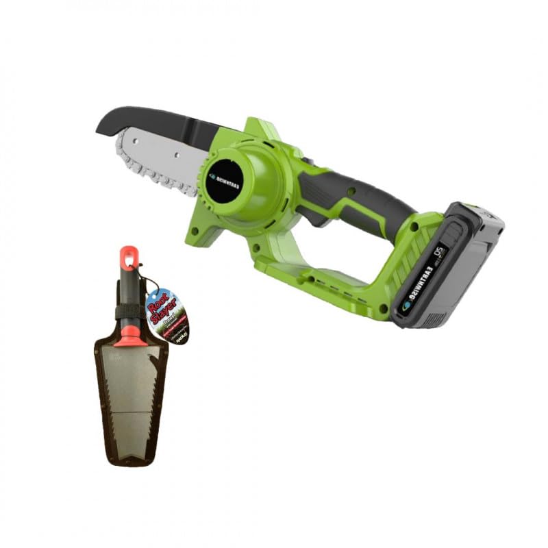 PACK tronçonneuse + RootSlayer à main - VENTEO - Tronçonneuse électrique - Outils multifonctions jardin - Léger/Facile d'utilisation