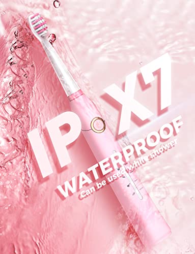 Teetheory Sonic Electric Toothbrush For Adults, Power Electric Toothbrush With 8 Brush Heads, 40000 Vpm Deep Clean 5 Modes, Rechargeable Toothbrushes Fast Charge (8 Brush Heads, Pink) #TOP6