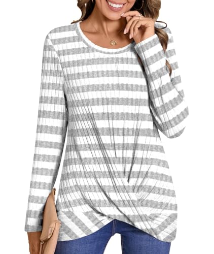 Image of HOTGIFT Women's Pullover Sweaters Winter Tunic Tops Long Sleeve Crewneck Shirts Casual Comfortable Blouse