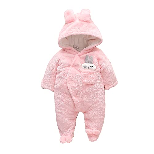 Jueshanzj Autumn and winter baby fleece climbing suit baby warm thickened cotton padded one-piece suit Pink 59CM