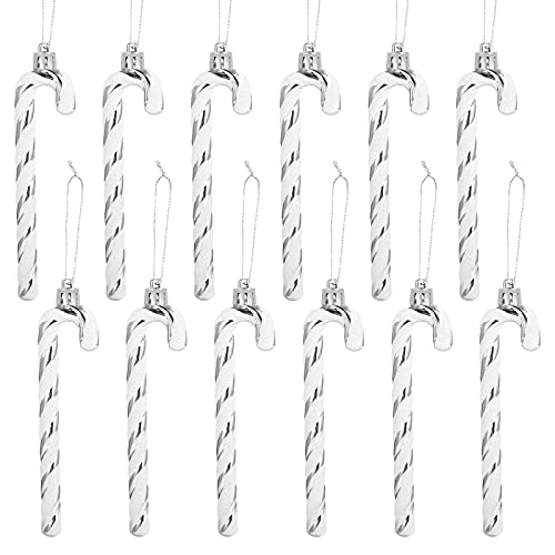Christbaumschmuck Weiß Silber 17 GWHOLE 12 Stück Zuckerstangen Weihnachten Anhänger...