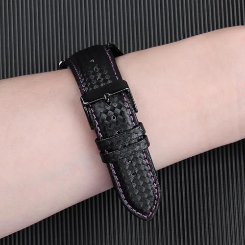 Bracelet montre interchangeable à libération rapide en cuir bovin carbone - 6