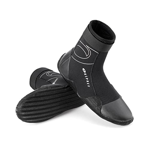 Osprey Neoprenanzug-Stiefel für Erwachsene, 5 mm, Neopren, Aquastiefel für Damen und Herren, mit rutschfester Sohle für harte Gegenstände, mehrere Größen