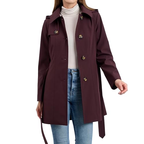 Image of Michael Kors Women's Trench Coat Style Raincoat with Detachable Hood