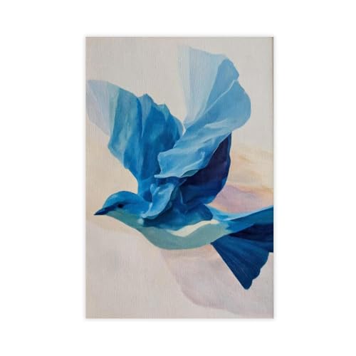 Poster sur toile oiseau bleu et blanc, le cadeau idéal pour un proche