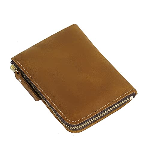 Wallets,1PCS Handmade Short Wallet Men's Retro Zipper Wallet Wallet Card Holder Coin Case(D)