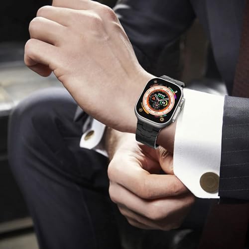 Image of Croiky Stainless Steel Band with Butterfly Clasp Compatible with Apple Watch Ultra 3 /2 /1 49mm, iwatch Strap Series 11 /10 46mm, 9 /8 /7 45mm, SE2 /SE 6 /5 /4 44mm (Black)