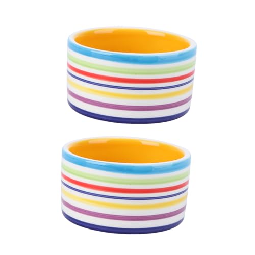 Happyyami 2Pcs Thickened Ceramic Pet Feeding Bowl for Hamster Non Slip Design Easy to Clean Hamster Food Dish Ceramic Material for Animals