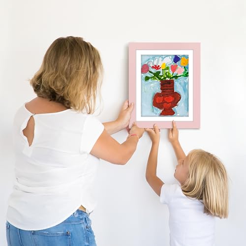 Image of Americanflat Kids Artwork Frame Changeable (Light Pink) - Magnetic Door Holds 100 Art Pieces - 8.5x11 Letter Size Display with Mat or 10x12.5 Without Mat - My Mini Masterpiece (Pack of 8)