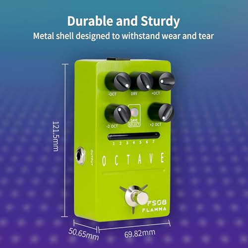 Image of FLAMMA FS08 Octave Pedal Electric Guitar Polyphonic Octave Effects Pedal Dry Signal Control 7 Presets Slots