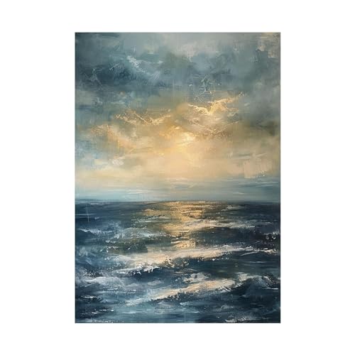 Impression sur toile pour habiller un grand mur vide paysage marin abstrait WODJEM 70x100cm