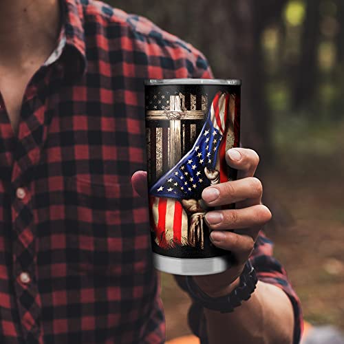 Gifts For Men, Gifts For Dad, Gifts For Him - Dad Gifts From Daughter Son Wife - 4Th Of July, Fourth Of July - Birthday Gifts For Men, Dad, Boyfriend, Husband - 20 Oz Patriotic American Flag Tumbler #TOP4