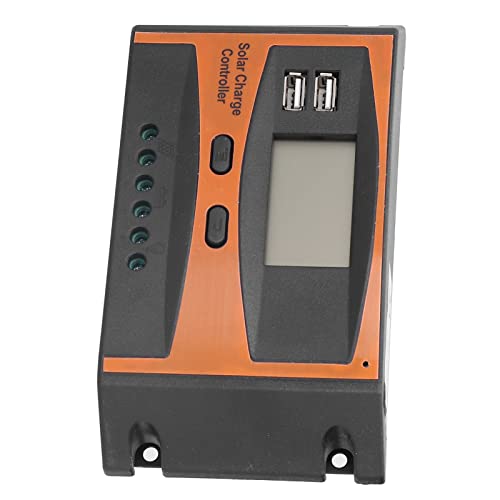 Image of 12V /24V Solar Charge Controller, PWM Solar Power Controller with Dual USB Ports, Digital Display for Solar Panel System, IP32 High Efficient Controlling Device for Lead (50A)