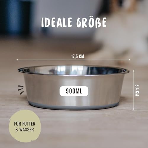 4 Stück Hundenapf Edelstahl, Hundenapf rutschfest mit Silikonboden, Hundenäpfe für Futter und Wasser, Hundeschüssel für Kleine Mittlere Große Hunde, Fressnapf Hund Metall, Dog Bowl (900ML)