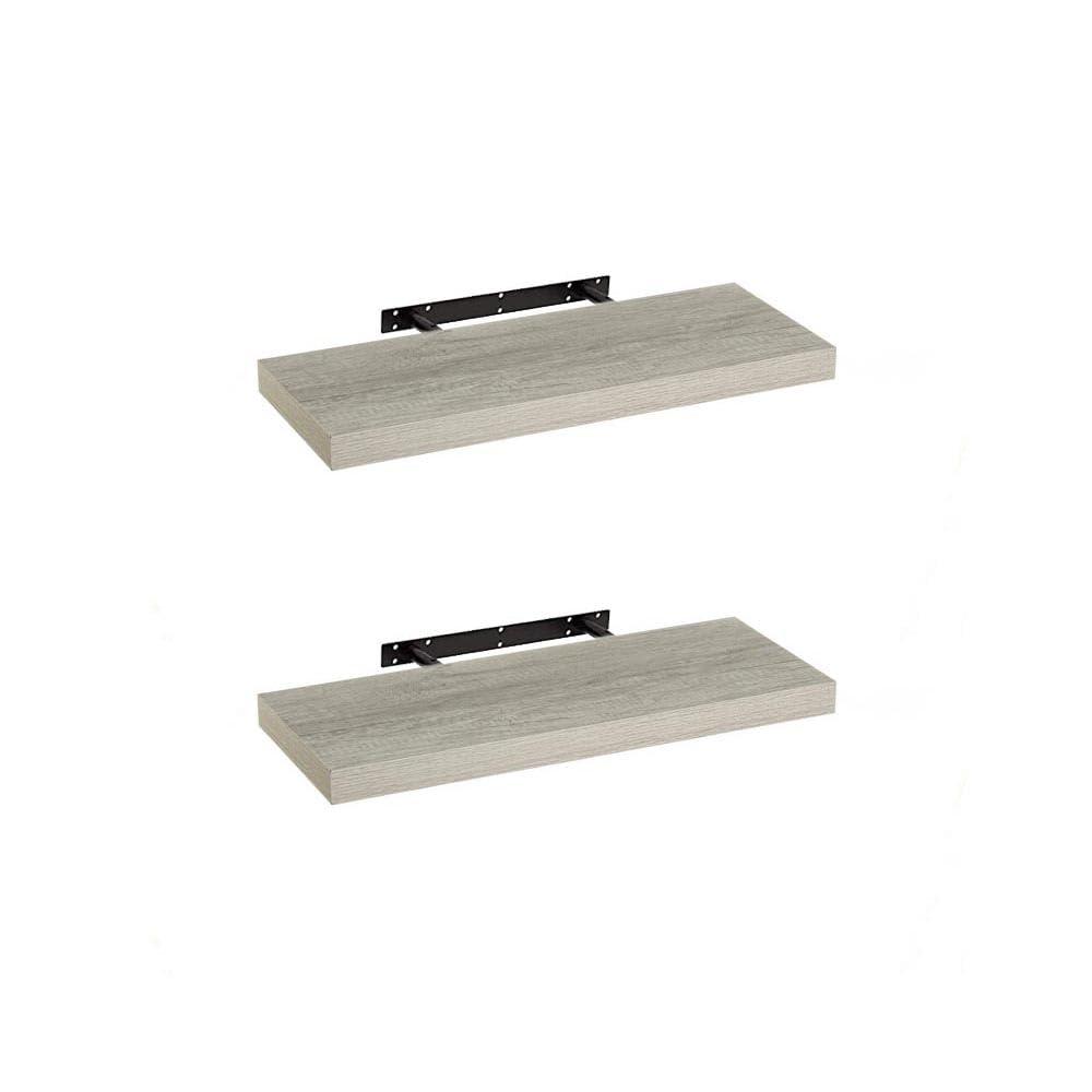 LOLAhome Set de 2 estantes de Pared flotantes de MDF Gris Decorativo,Balda de Pared, De 23x60 cm para Salón, Cocina, Oficina, Dormitorio,Resistente