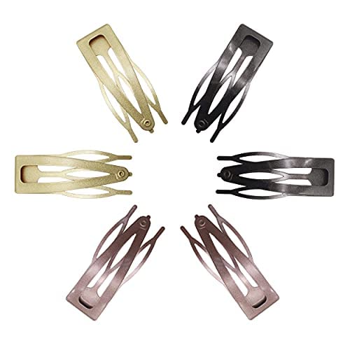 Dofash Double Grip Hair Clips Hair Barrettes Snap Hair Clips Metal Hair Grips Accessories (Black and Brown and Gold 6pcs) - Image 2
