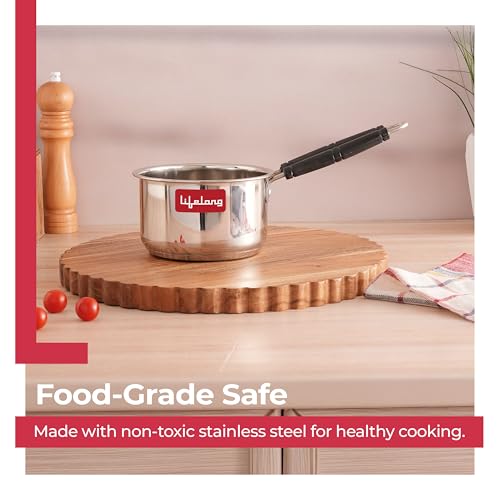 Lifelong Stainless Steel Heavy Bottom Saucepan | 1.5L, 17cm Saucepan with Handle | Milk & Tea Boiling Pot for Kitchen | Induction & Gas Stove... - Image 6