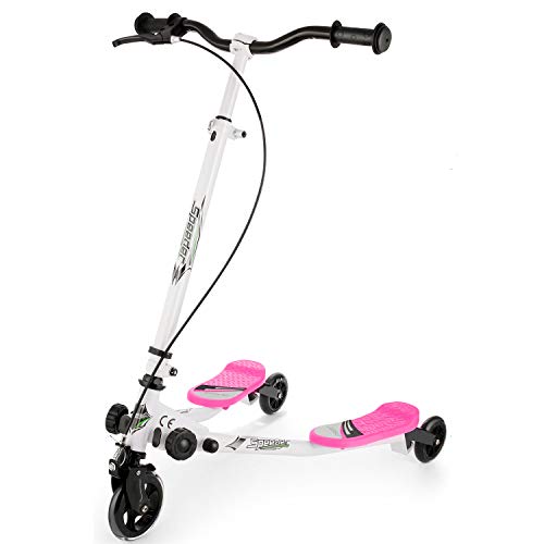 Hopekings Patinete Scooter de 3 Ruedas para niños Mayores de 5 años, Plegable, Asas Ajustables (Rosado)