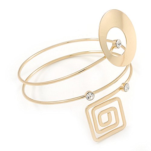 Image of Open Circle And Square Upper Arm / Armlet Bracelet In Gold Tone - 27cm L