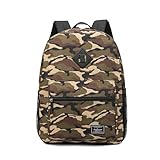 OWNSTYLE Camo Pattern Canvas Backpack, Water Resistent, Perfect for Middle Schoolers or Hikers (Green and Black)