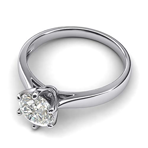 Pure 14K White Gold 2.0 Ct Classic 6-Prong Solitaire Simulated Diamond Engagement Ring Promise Bridal Wedding Ring (7) #TOP1