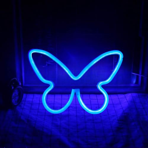 Image of 2 Pcs Butterfly Neon Signs,USB or 3-AA Battery Powered Neon Light or Party, Birthday, Wedding, Bedroom Wall Bar, Bedroom, Indoor