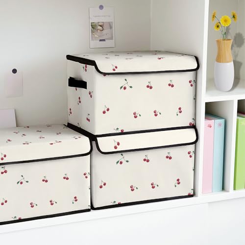 Image of Stackable Clothes Storage Bins with Lids 3 Pack. | Closet Organizers Fabric Cat Printing Box for Home and Office,Blanket Clothes Organizers,Under Bed Storage Containers