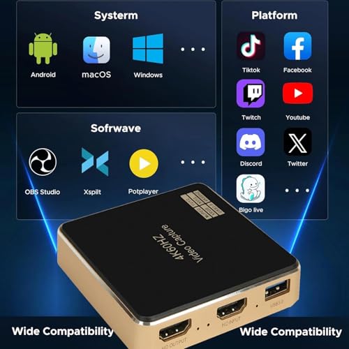 Image of MICROWARE HDMI Capture Card, 4K 60FPS HDR & VRR Passthrough Near-Zero Latency Capture Card Compatible for PS5, Xbox Series X /S, Xbox One, PS4, Switch, Windows 11