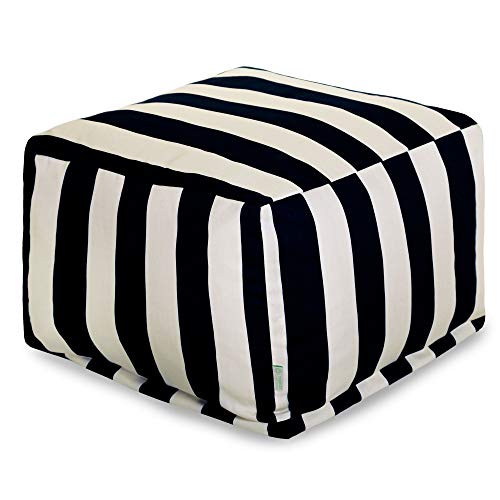 Majestic Home Goods Vertical Stripe-Black ottoman, pouf, cube, Large
