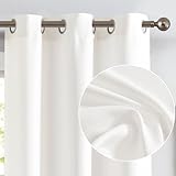 COLLACT White Linen Textured Curtains 90 Inches Long for Living Room White Curtains for Bedroom Grommet Top Light Filtering Casual Weave Window Treatments Drapes 2 Panels