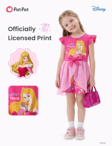 Image of Disney Princess Frozen Elsa Minnie Mouse Stitch Toddler Girl Romper With Skirt Overlay Summer Jumpsuit with Bow 2-6 Years