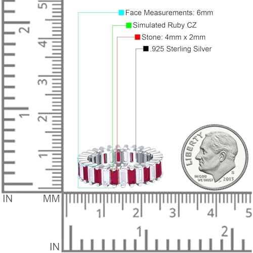 OMRANII Rectangle Emerald Cut 6mm Stackable Full Eternity Band Engagement Ring Cubic Zirconia Stones 925 Sterling Silver4