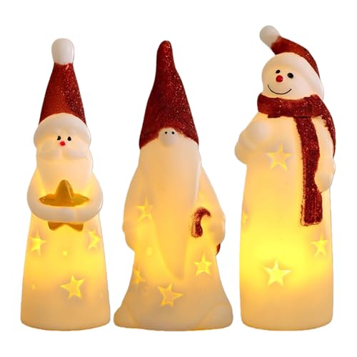 Bsbkoj Papá Noel de Navidad – Lindo escritorio de vacaciones de invierno muñeco de nieve Santa luz nocturna para habitación de los niños, dormitorio, estudio, chimenea, cocina y apartamento