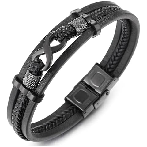 Bracelet En Cuir Noir COOLSTEELANDBEYOND Cover