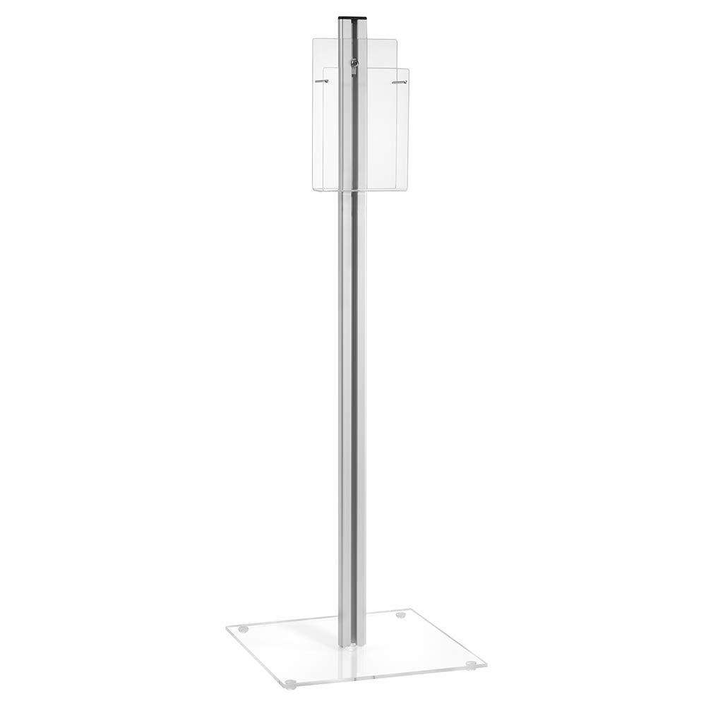 Zeigis - DIN Lang Bodenprospektständer Hochformat mit einem Fach | 43mm Fülltiefe, glasklares Acrylglas und eloxiertes Aluminium, Gummibumper verhindern ein verkratzen der Standfläche