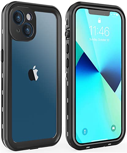 Dewfoam for iPhone 13 Case Waterproof Shockproof Dustproof Full-Body Sturdy with Camera Lens Protector and Built-in Screen Protector Underwater Full Sealed Cover Protective for iPhone 13(Black)