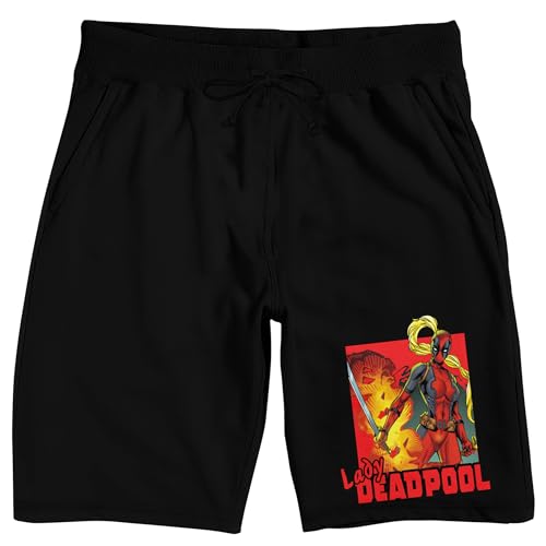 Bioworld Deadpool Lady Deadpool Men's Black Sleep Pajama Shorts