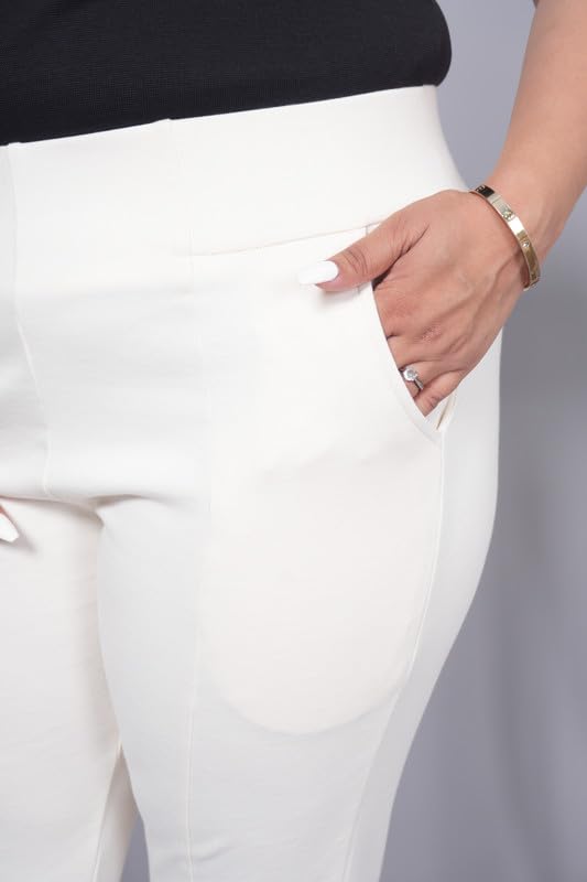 Image of Mlada Women's Solid Cotton Lycra High Waist Ankle Length Tummy Tucker Jeggings Trouser with 2 Side Pockets | Office Wear Summer Pants | Regular Fit, Stretchable, Comfortable & Stylish Everyday Bottoms