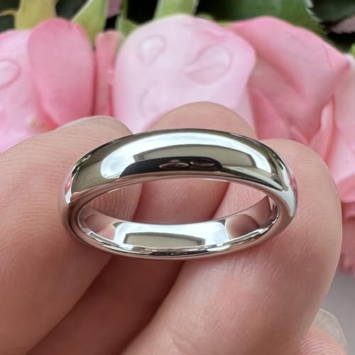 Image of TUTISS 2mm 3mm 4mm 5mm 6mm 7mm 8mm 10mm White Tungsten Rings for Men Women Engagement Wedding Bands Domed Polished Shiny Comfort Fit