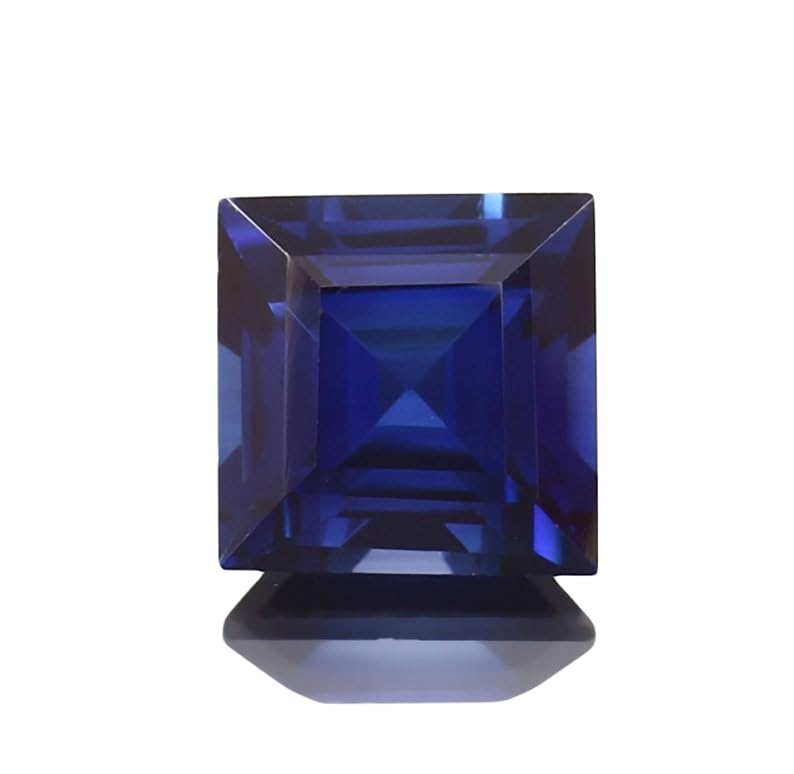 Saphir bleu naturel taillé en vrac 11x11 mm Asscher pour fabrication de bague et collier bricolage