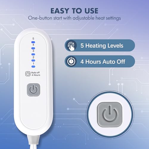 Heated Throw 50" x 60" - Soft Flannel Sherpa Electric Blanket with 5 Heating Levels & 4 Hours Auto Off, Heating Blanket Throw as a Gift for Grandma, Machine Washable (Navy)