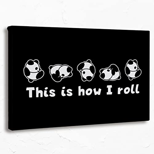 Image of This Is How I Roll Canvas Wall Art Prints, Funny Rolling Panda Paintings Prints,11x14 inches Artwork for Panda Decor Home Living Room Bedroom Kids Room Girl Room Dorm Decorations