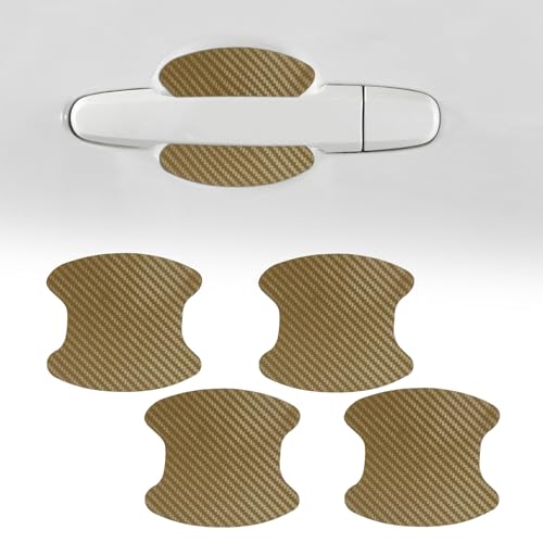 QZTYTY 4PCS Car Door Handle Cup Scratch Protector, Car Door Handle Sticker, Scratch Auto Door Protective Film, Car Accessories Car Door Handle Protective Films Universal for Cars (Gold, 4PCS)